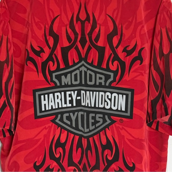 Vintage Harley-Davidson Motorcycle Flames Button Up Shirt Size XL - Picture 4 of 7